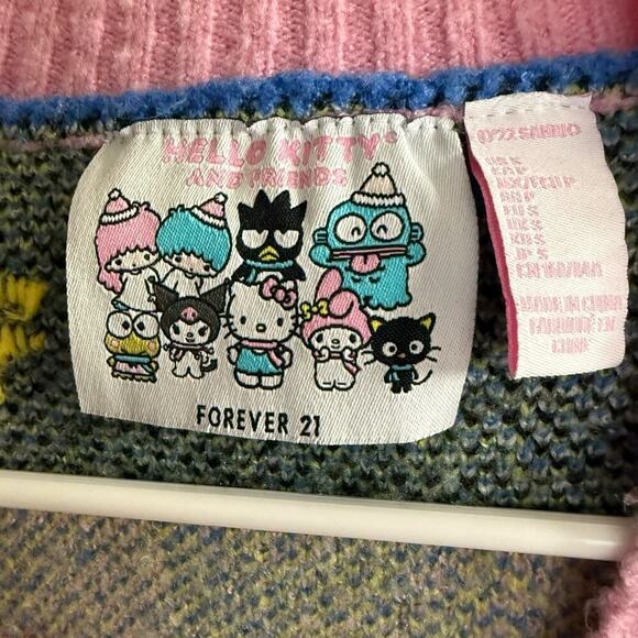 Rare Hello Kitty & Friends x Forever 21 Cardigan Sweater Small AOP Classic Boho - Picture 2 of 8